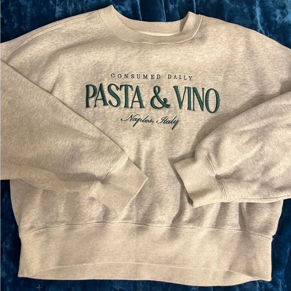Abercrombie & Fitch Pasta and Vino Grey Crewneck Sweatshirt (Size M)